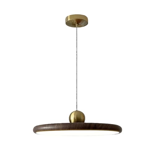 S-Cevada Moderne 30cm Pendelleuchte LED Dimmbar Walnussfarbe Metall Hängeleuchte Vintage mit Gold Lampenfassung für Schlafzimmer Kücheninsel Wohnzimmer Flur Esszimmer (Walnussfarbe, 30cm) von S-Cevada
