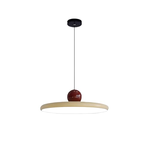 S-Cevada Moderne 40cm LED Pendelleuchte Dimmbar Vintage Metall Hängeleuchte mit Farbiger Fassung für Schlafzimmer Kücheninsel Wohnzimmer Flur Esszimmer (Rot+Beige) von S-Cevada
