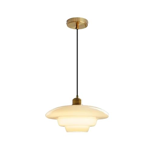 S-Cevada Vintage 28cm Weiße Glas Pendelleuchte Moderne Kugelförmige Hängeleuchte mit Goldener Metallfassung für Schlafzimmer Kücheninsel Wohnzimmer Flur Esszimmer (30cm) von S-Cevada