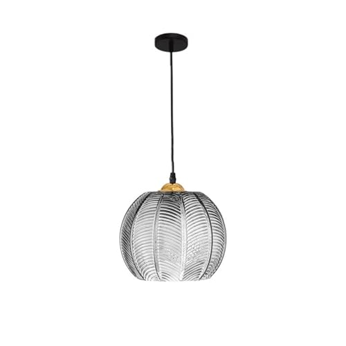 S-Cevada Vintage Grau Glas Pendelleuchte 25cm Kugelförmige Hängeleuchte für Schlafzimmer Wohnzimmer Kücheninsel Flur Esszimmer (Grau, 25cm) von S-Cevada