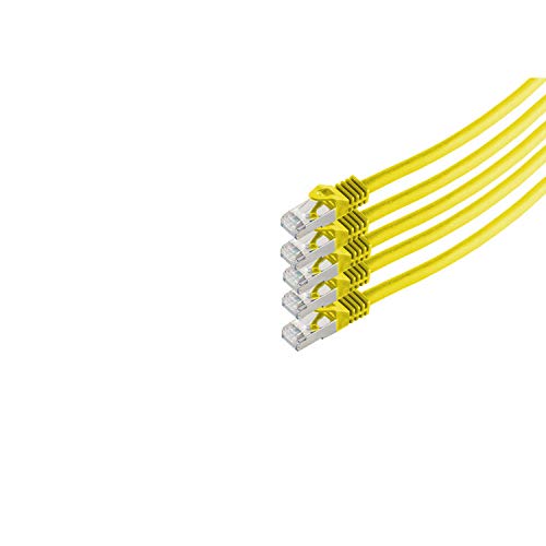 S-Conn RJ45 Patchkabel S/FTP,PIMF, Rohkabel CAT 7 Halogenfrei VE5, gelb, 0,5m von S/CONN maximum connectivity