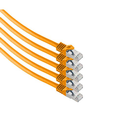 S-Conn RJ45 Patchkabel S/FTP,PIMF, Rohkabel CAT 7 Halogenfrei VE5, orange, 1,0m von S/CONN maximum connectivity