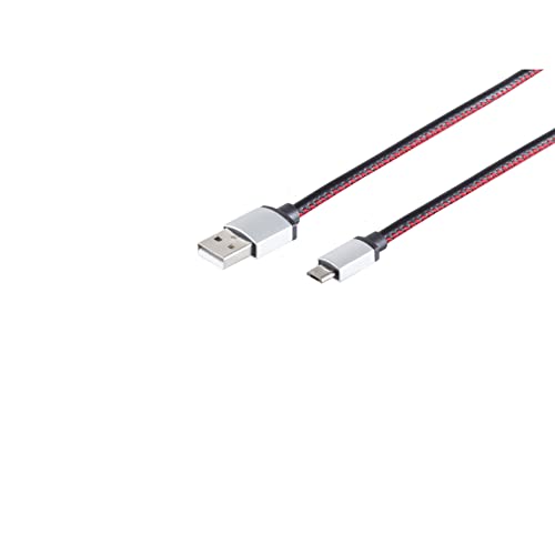 S-Conn USB Ladekabel, USB-A-Stecker auf USB Micro B Stecker, Leder 0,90m Schwarz von S-Conn