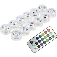 12 Stück Mini-Tauch-LED-Leuchten, wasserdichte Unterwasserlampe, RGB-mehrfarbige LED-Kerzenbeleuchtung mit Fernbedienung für die Dekoration von von S-GIANT
