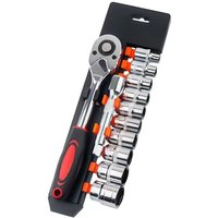 12-teiliger 1/4-Antrieb-Tiefsteckschlüssel mit 1/4-Zoll-Umschaltratsche mit 72 Zähnen und 100-mm-Verlängerung, 4-13-mm-Steckschlüsselsatz 12-teiliger 1/4-Antrieb-Tiefsteckschlüssel mit 1/4-Zoll-Umschaltratsche mit 72 Zähnen und 100-mm-Verlängerung, 4-13-mm-Steckschlüsselsatz von S-GIANT