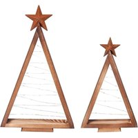 Stück glitzernder Weihnachtsbaum aus Holz mit LED-Lichtern, Shabby-Chic-Stil, Weihnachtsdekoration, Weihnachtstischdekoration von S-GIANT