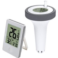 Vernetztes Poolthermometer Schwimmendes Thermometer für Whirlpool, Badewanne, Teich Wasserthermometer mit Außensensor Batterien inklusive von S-GIANT