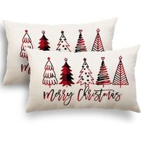 Weihnachtskissenbezug, 30 x 50 cm, 2er-Set, Weihnachtsmann-Elch-Kissenbezug, Baumwolle und Leinen, dekorativer Kissenbezug für Weihnachtsdekoration von S-GIANT