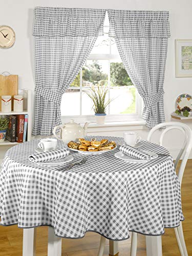 Molly Tischdecke, Gingham, rund, 160 cm, Anthrazit von Emma Barclay