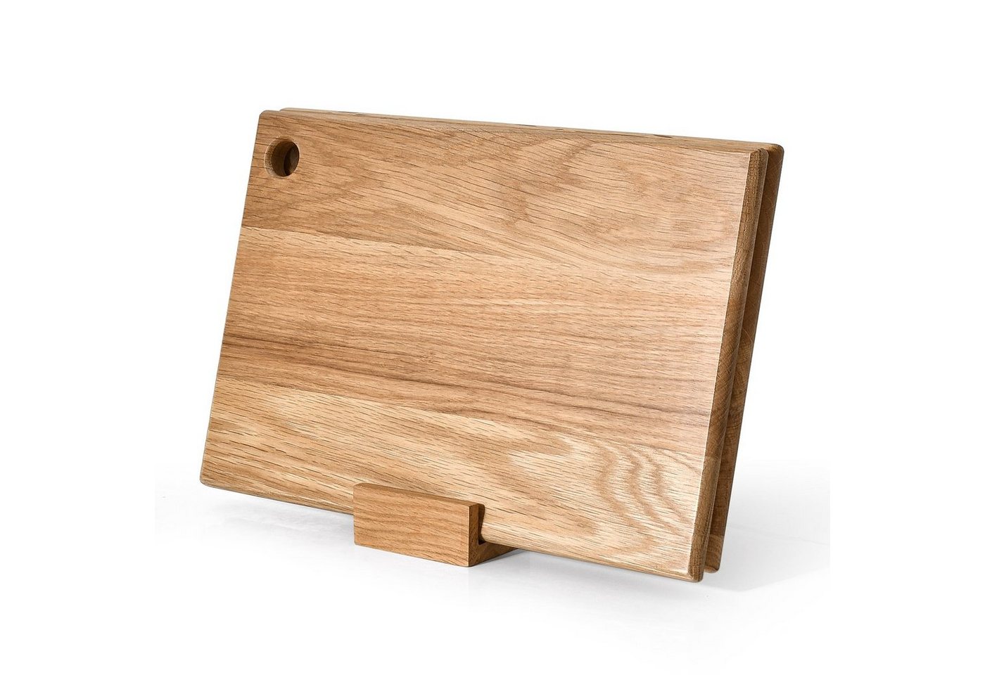S-HubOla/SHubOla Schneidebrett 2-er Set mit Ständer, Eiche, (Set, 2-St., 2 Brettchen und 1 Ständer), aus Naturmaterielien Eiche, mit praktischen Ständer, mit Ösen von S-HubOla/SHubOla