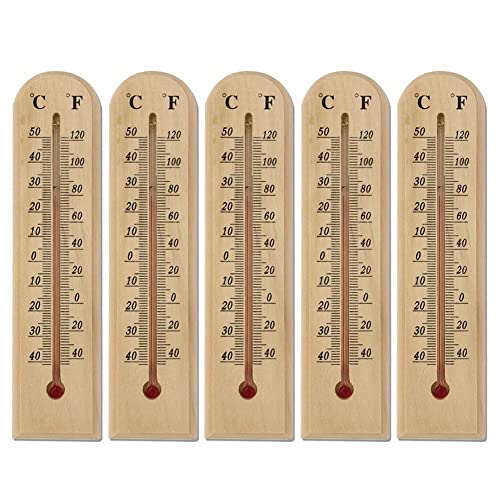 S-JIANG 1/10/20PCS x Holzthermometer, Außenthermometer, Gartenthermometer, analog aus Holz für den Innen- und Außenbereich, analoges Thermometer, braunes Raumthermometer von S-JIANG