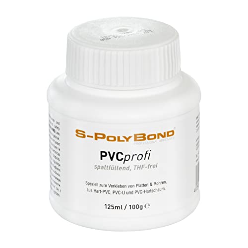 S-PolyBond® PVC Kleber, PVC-U Klebstoff | 125ml Dose mit Pinsel | geeignet zum Verkleben von Hart PVC Platten, PVC Rohren, Teichfolien, Planen und Kunstleder (1, PVC Kleber) von S-Polybond