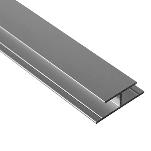 S-Polytec Aluminium H- Profil, Alu Verbindungsprofil, Übergangsprofil Aluprofil H für HPL Platten, Laminat, Vinyl, 6mm und 8mm, eloxiert, verschiedene Längen und Größen (1, H- Profil 6mm (1 Meter)) von S-Polytec