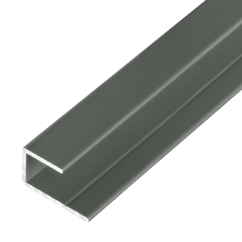 S-Polytec Aluminium U- Profil, Alu Abschlussprofil, Aluprofil für Aluverbund Platten 8mm, GRAU, verschiedene Längen Größen (1, U- Profil (1 Meter), 8mm GRAU) von S-Polytec