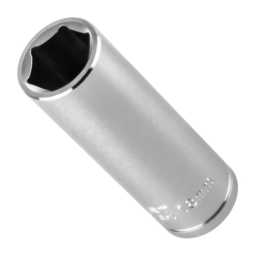 Steck-Schlüssel Einsatz Lang 78mm | Steck-Nuss Lang, GRÖßEN: 8-32mm | Sechskantschlüssel, Innensechskant 1/2 Zoll, Chrom-Vanadium Stahl (18 mm) von S-Polytec