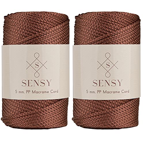 2 Garnstrange Sensy Premium 5 mm 104 Yards Polyesterseil 100% Polypropylen-Kordel Makramee-Kordel 5 mm Häkeltasche Kordel Makramee Seil Häkelgarn Geschenk für Strickwaren (Kupfer) von S SENSY