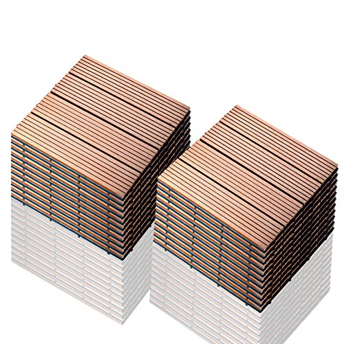 S SIENOC 22 Stück/ca. 2 m² Terrassen-Fliese aus WPC Kunststoff, 22er Spar Set für 2 m², Garten-Fliese, Balkon Bodenbelag mit Drainage Unterkonstruktion 30x30cm (22x Hellbraun 300 * 300 * 22mm) von S SIENOC