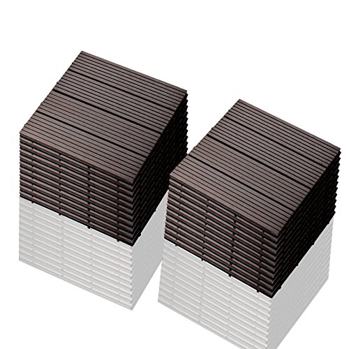 S SIENOC 22 Stück/ca. 2m² Terrassen-Fliese aus WPC Kunststoff, 22er Spar Set für 2 m², Garten-Fliese, Balkon Bodenbelag mit Drainage Unterkonstruktion 30x30cm (22x Dunkelbraun 300 * 300 * 22mm) von S SIENOC