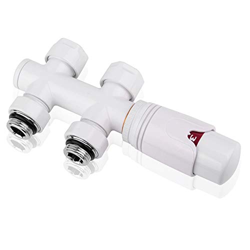 S SIENOC 3/4 bis 1/2 - H-Ventil Weiß Anschlussgarnitur Mittelanschluss/Radiator Valves Thermostat Für Badheizkörper Mit Zweirohr System Heizkörper Mittelanschluß Für 16mm aluverbundrohr von S SIENOC