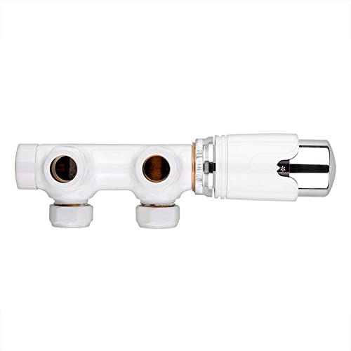 S SIENOC H-Ventil Anschlussgarnitur Mittelanschluss/Radiator Valves Thermostat Für Badheizkörper Mit Zweirohr System(Eck - Rohre aus Wand Weiß) von S SIENOC