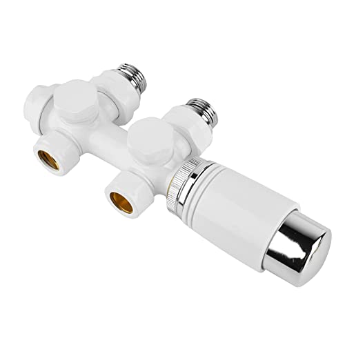 S SIENOC H-Ventil Anschlussgarnitur Mittelanschluss/Radiator Valves Thermostat Für Badheizkörper Mit Zweirohr System(Weiße Eckform+Durchgang 2in1 H-Ventil) von S SIENOC