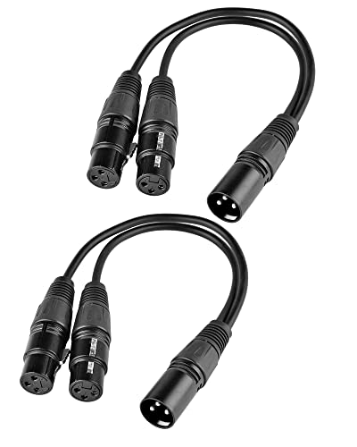 S SIENOC Mikrofon Kabel 3pin XLR zu Dual 2 XLR (Silber Buchse zu Stecker) (Schwarz Stecker zu Buchse) von S SIENOC
