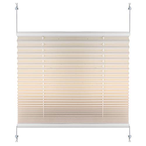 S SIENOC Plissee Klemmfix Fenster Plissee Rollo Sonnenschutz Ohne Bohren Rollo Fenster & Türen inkl. Zubehör (Beige, 100x130 cm) von S SIENOC