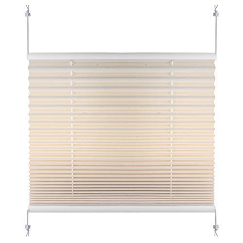 S SIENOC Plissee Klemmfix Fenster Plissee Rollo Sonnenschutz Ohne Bohren Rollo Fenster & Türen inkl. Zubehör (Beige, 90x100 cm) von S SIENOC