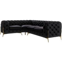 Chesterfield Ecksofa Willow mit Metall Füßen, Schwarz Samt Chesterfield Ecksofa Willow mit Metall Füßen, Schwarz Samt von S-STYLE MÖBEL