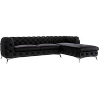 Chesterfield Ecksofa mit Ottomane River, Schwarz Samt Chesterfield Ecksofa mit Ottomane River, Schwarz Samt von S-STYLE MÖBEL