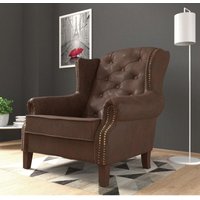 Chesterfield Ohrensessel Jonas Braun Mikrofaser Vintageoptik Chesterfield Ohrensessel Jonas Braun Mikrofaser Vintageoptik von S-STYLE MÖBEL