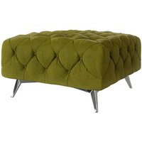 Chesterfield Polsterhocker River mit Metall Füßen, Olive Samt von S-STYLE MÖBEL