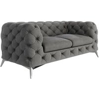 Chesterfield Sofa 2-Sitzer River mit Metall Füßen, Grau Samt Chesterfield Sofa 2-Sitzer River mit Metall Füßen, Grau Samt von S-STYLE MÖBEL