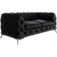 Chesterfield Sofa 2-Sitzer River mit Metall Füßen, Schwarz Samt Chesterfield Sofa 2-Sitzer River mit Metall Füßen, Schwarz Samt von S-STYLE MÖBEL