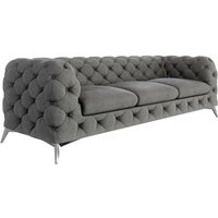 Chesterfield Sofa 3-Sitzer River mit Metall Füßen, Grau Samt Chesterfield Sofa 3-Sitzer River mit Metall Füßen, Grau Samt von S-STYLE MÖBEL