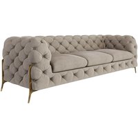 Chesterfield Sofa 3-Sitzer Willow mit Metall Füßen, Creme Samt Chesterfield Sofa 3-Sitzer Willow mit Metall Füßen, Creme Samt von S-STYLE MÖBEL