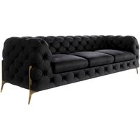 Chesterfield Sofa 3-Sitzer Willow mit Metall Füßen, Schwarz Samt Chesterfield Sofa 3-Sitzer Willow mit Metall Füßen, Schwarz Samt von S-STYLE MÖBEL
