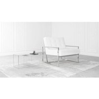 Elfriede Loungesessel mit Silber Füßen aus Weiß Bouclé-Stoff von S-STYLE MÖBEL