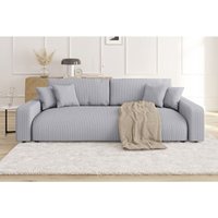 Emma - Sofa mit Schlaffunktion und Bettkasten in Hellgrau Cord-Stoff schöner Sitzkomfort Emma - Sofa mit Schlaffunktion und Bettkasten in Hellgrau Cord-Stoff schöner Sitzkomfort von S-STYLE MÖBEL