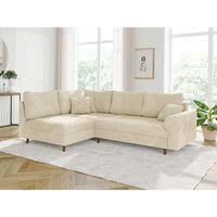 Ivar - Ecksofa mit Braun Holzfüßen im skandinavischen Stil aus Beige Chenille-Stoff Ivar - Ecksofa mit Braun Holzfüßen im skandinavischen Stil aus Beige Chenille-Stoff von S-STYLE MÖBEL