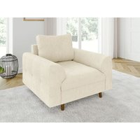 Ivar - Sessel mit Braun Holzfüßen im skandinavischen Stil aus Beige Chenille-Stoff von S-STYLE MÖBEL