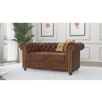 S-style Möbel - Jule - Chesterfield 2 sitzer Sofa aus Braun Vintage Optik Microfaser mit Holzfüßen S-style Möbel - Jule - Chesterfield 2 sitzer Sofa aus Braun Vintage Optik Microfaser mit Holzfüßen von S-STYLE MÖBEL