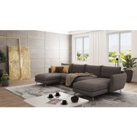 Lisa Wohnlandschaft mit Metall Füßen, Braun - Khaki Microfaser Lisa Wohnlandschaft mit Metall Füßen, Braun - Khaki Microfaser von S-STYLE MÖBEL