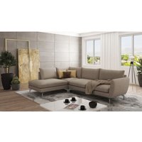 Modernes Ecksofa Lisa mit Metall Füßen, Dunkelbeige Microfaser Modernes Ecksofa Lisa mit Metall Füßen, Dunkelbeige Microfaser von S-STYLE MÖBEL