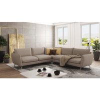Modernes Ecksofa Lisa mit Metall Füßen, Dunkelbeige Microfaser von S-STYLE MÖBEL