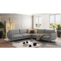 Modernes Ecksofa Lisa mit Metall Füßen, Grau Luxusmicrofaser von S-STYLE MÖBEL