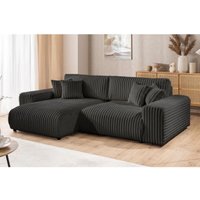 Mollis - Ecksofa mit Schlaffunktion und Bettkasten aus Dunkelgrau Plüschcord mit schöner Sitzkomfort Mollis - Ecksofa mit Schlaffunktion und Bettkasten aus Dunkelgrau Plüschcord mit schöner Sitzkomfort von S-STYLE MÖBEL