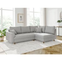 Odin - Ecksofa mit Braun Holzfüßen im skandinavischen Stil aus Hellgrau Cord-Stoff Odin - Ecksofa mit Braun Holzfüßen im skandinavischen Stil aus Hellgrau Cord-Stoff von S-STYLE MÖBEL