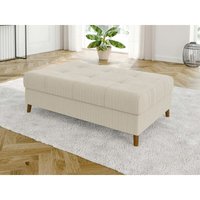 Odin - Hocker mit Braun Holzfüßen im skandinavischen Stil aus Beige Cord-Stoff Odin - Hocker mit Braun Holzfüßen im skandinavischen Stil aus Beige Cord-Stoff von S-STYLE MÖBEL
