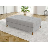 Odin - Hocker mit Braun Holzfüßen im skandinavischen Stil aus Hellgrau Cord-Stoff von S-STYLE MÖBEL